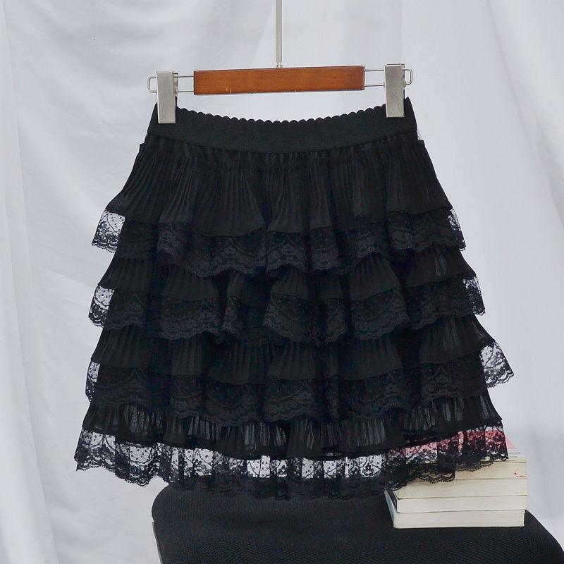 

Женские летние весенние легкие шифоновые мини-юбки, юбки-трапеции, модная иностранная кружевная юбка-карандаш, короткая юбка one size чёрный