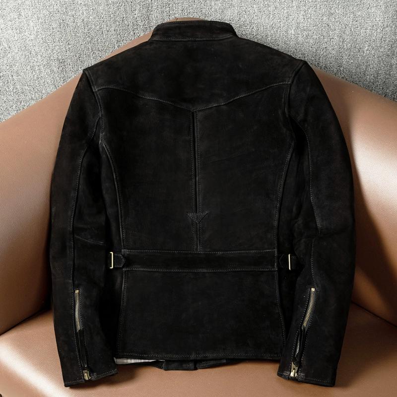 New Genuine Leather Jacket Men Vintage Flight Coat Top Grain Cowhide Uncoated Matte Finish Plus Size