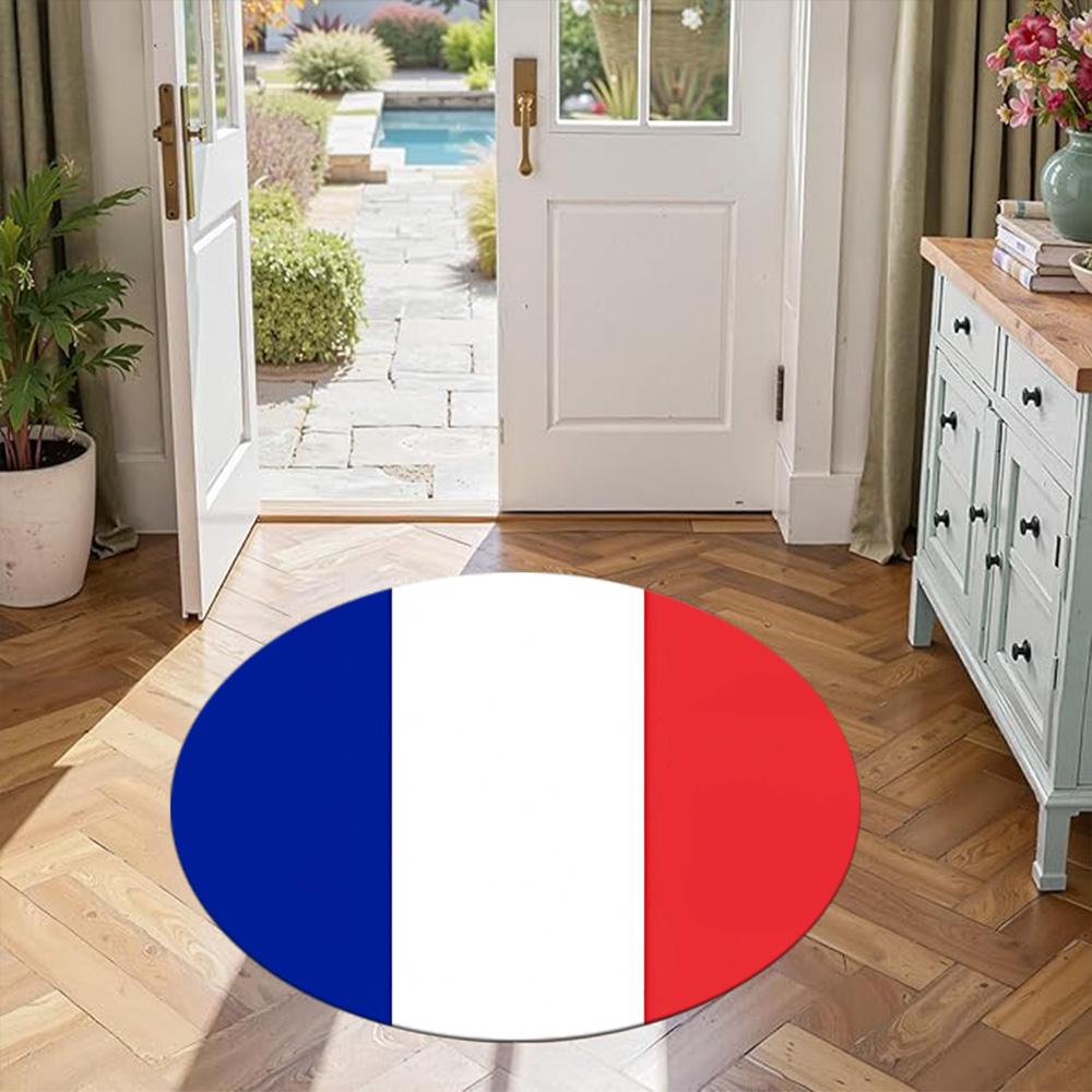 Flag Round Area Rug Suitable for Game Room Dining Room Balcony Dormitory Anti-slip Round Rug Decorate Offices Spiritual Gift