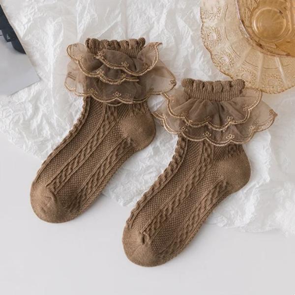 Kids Socks For Girls Sweet Lace Baby Cotton Princess Children's Girls Socks Fashion Ruffled Teenagers Pure Colour Sock 1-15Years