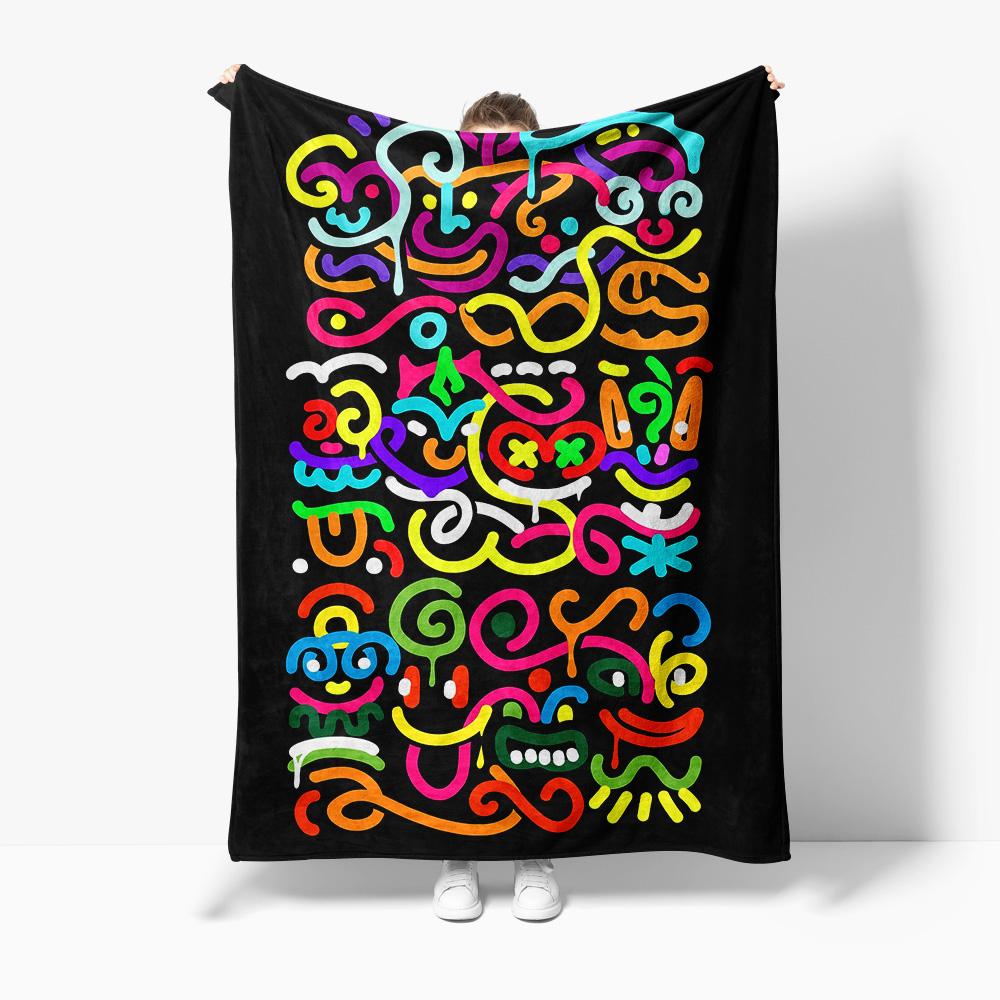 Vibrant Colorful Rainbow Abstract Print Fleece Blanket Throw Soft Warm Cozy Bedding Decor Gift 75X95CM