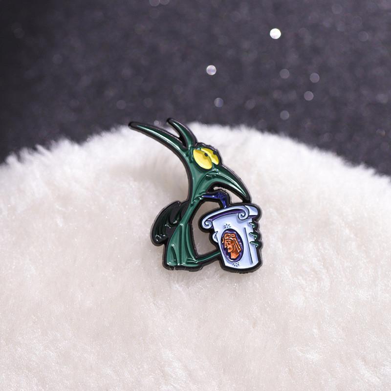 Adorable Cartoon Animal Badge Creative Alloy Brooch Cute Monster Water Drink Design