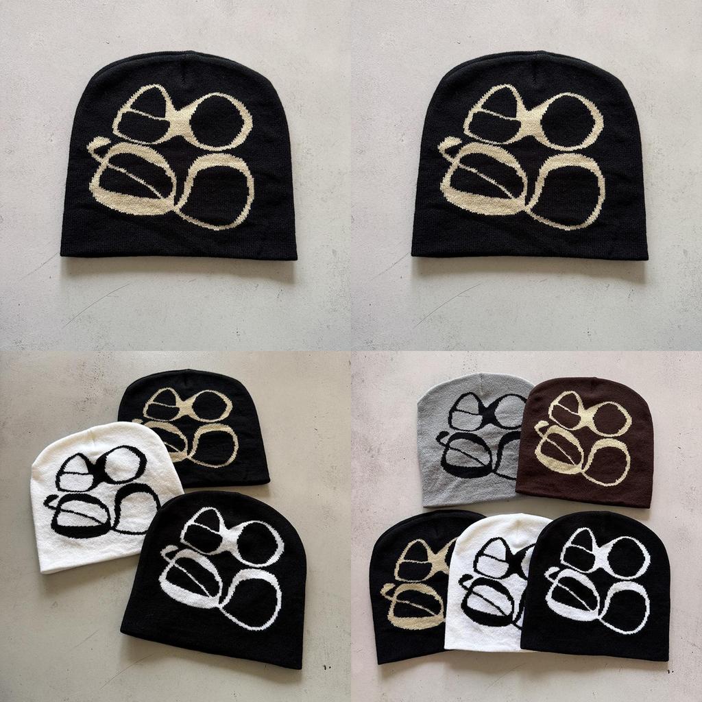 Knitted Letter Beanie Hat For Men Women Winter Streetwear Warm Acrylic Material