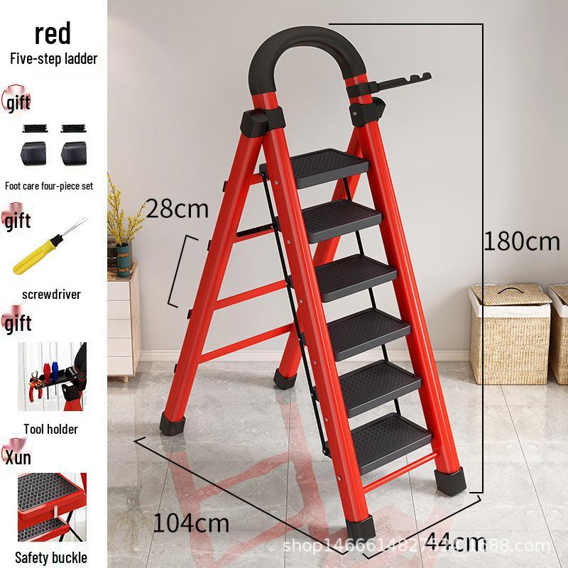 HongfuLai Thickened Folding Household Ladder: 3 to 6 Steps, A-Frame Design