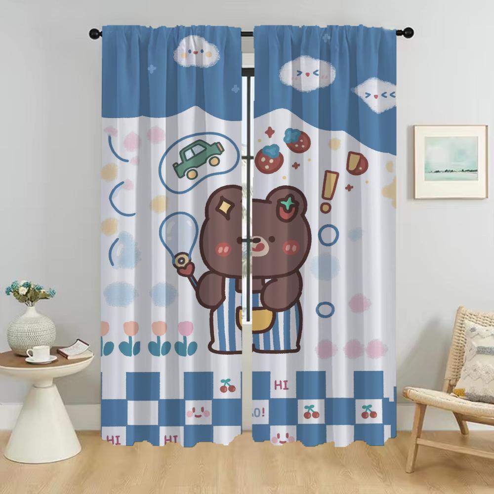 Bear Window Curtain for Room 2 Panel Curtains for Bedroom Halloween Decoration Home Interior Curtains Shades Partition Living
