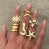 Ocean Style Ring Irregular Liquid Line Metal Open Ring Retro Starfish Ring