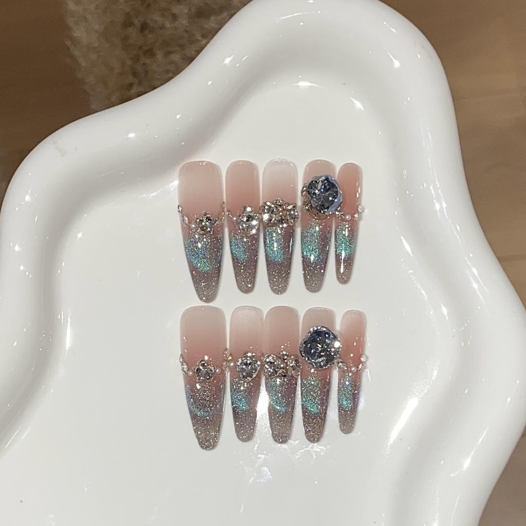 Ice-transparent Fine Flash Gradient Blue Cat Eye Pearl Small Broken Diamond Boutique K9 Diamond Angela Patch