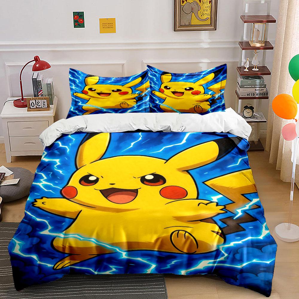 

Yellow Pikachu with lightning. Bedding sets Duvet cover sets Duvet covers Pillowcases(1 * Duvet Cover 2 * Pillowcases, without duvet insert) 135x200cm