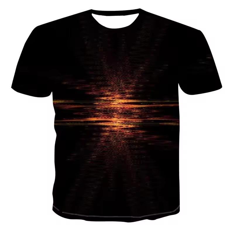 Summer Sunset Scenery Graphic T Shirts Fashion Men's T-shirts with Natural Landscape Pattern Casual Handsome 3D Print T-shirt