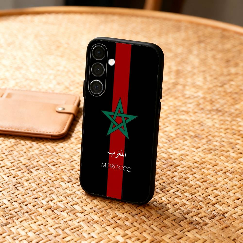 M-Morocco Flag Phone Case For Samsung  A73,72,71,A52,51,40,41,A22,A32,31,A13, Soft Black Shell Samsung a30 a20