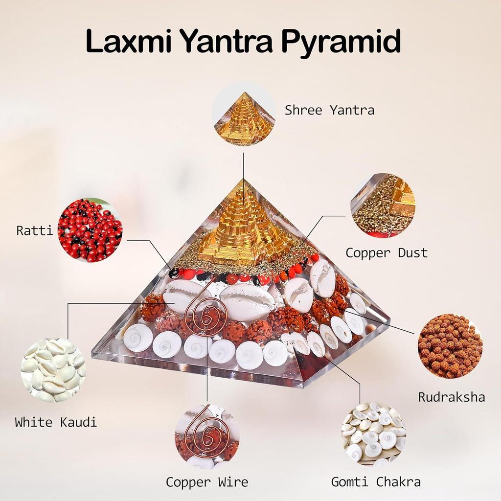 Shree Yantra Pyramid (90mm) – Original Gomti Chakra Vastu Item for Home & Office | Laxmi Pyramid for Positive Energy