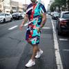Summer men's casual 3D knife printed T-shirt set fashionable  creative O-neck T-shirt+shorts outdoor trendy sportswear