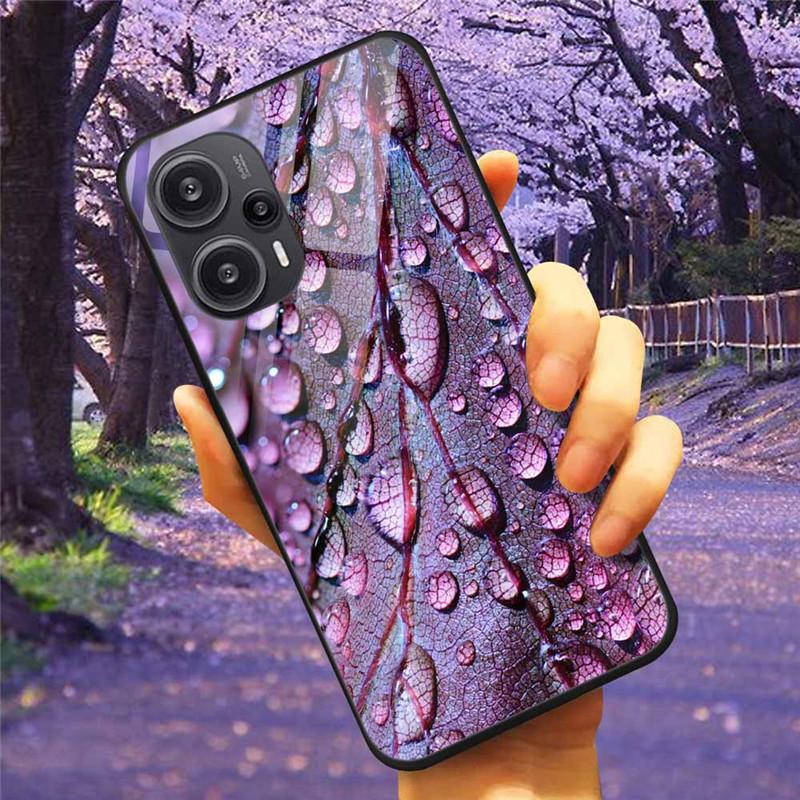 For Xiaomi Poco F5 5G / F5Pro Case Tempered Glass Lake Moon Hard Phone Cover for POCO F5 Pro Capas Funda on PocoF5 Luxury Coque
