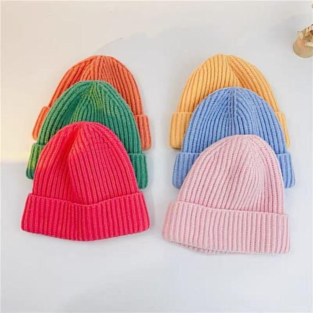 Candy Color Kids Beanie Hat Solid Color Skullies Beanies Fashion Beanie Cap  For Girls Boys