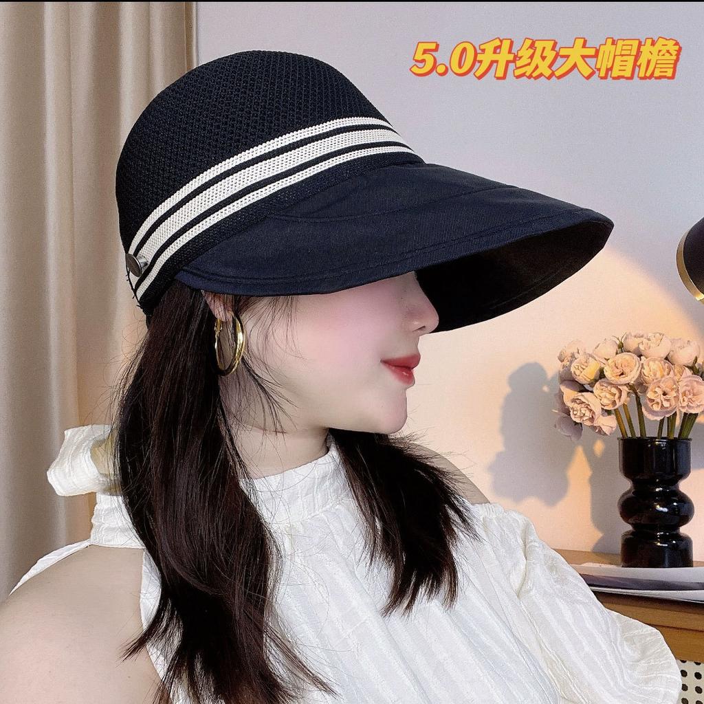 Neue erweiterte Kappe mit Netzoberteil für Damen, Frühling und Sommer, für großen Kopfumfang, modisch, vielseitig, Sonnenschutz, Outdoor-Reise, Sonnenschutzkappe