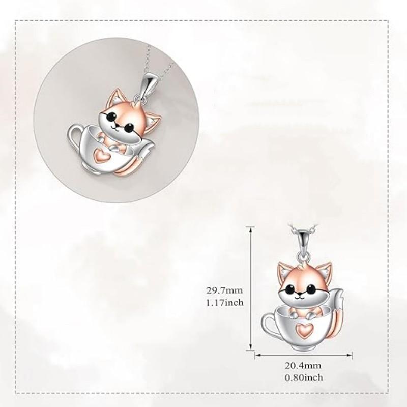 New Fashion Personalized Nature Animal Design Cute Fox Cup Pendant Necklace