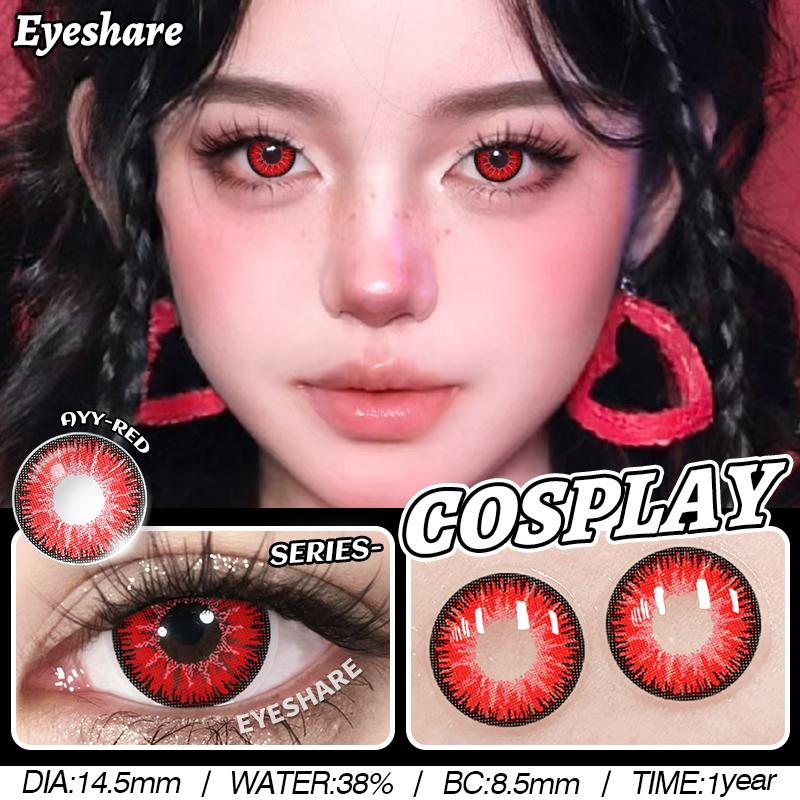1 Pair Halloween Color Contact Lenses for Eyes Red Cosplay Eyes Lens White Multicolored Lenses Yearly Blakc Lenses