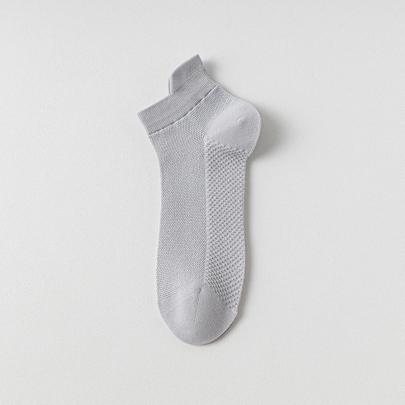 

Spring and Summer Pure Cotton Men s Thin Cotton Breathable Mesh, Shallow Eye, Lifted Ear, Solid Color, Low Top, Anti-odor Boat Socks for Sports 1 pair світло-сірий колір