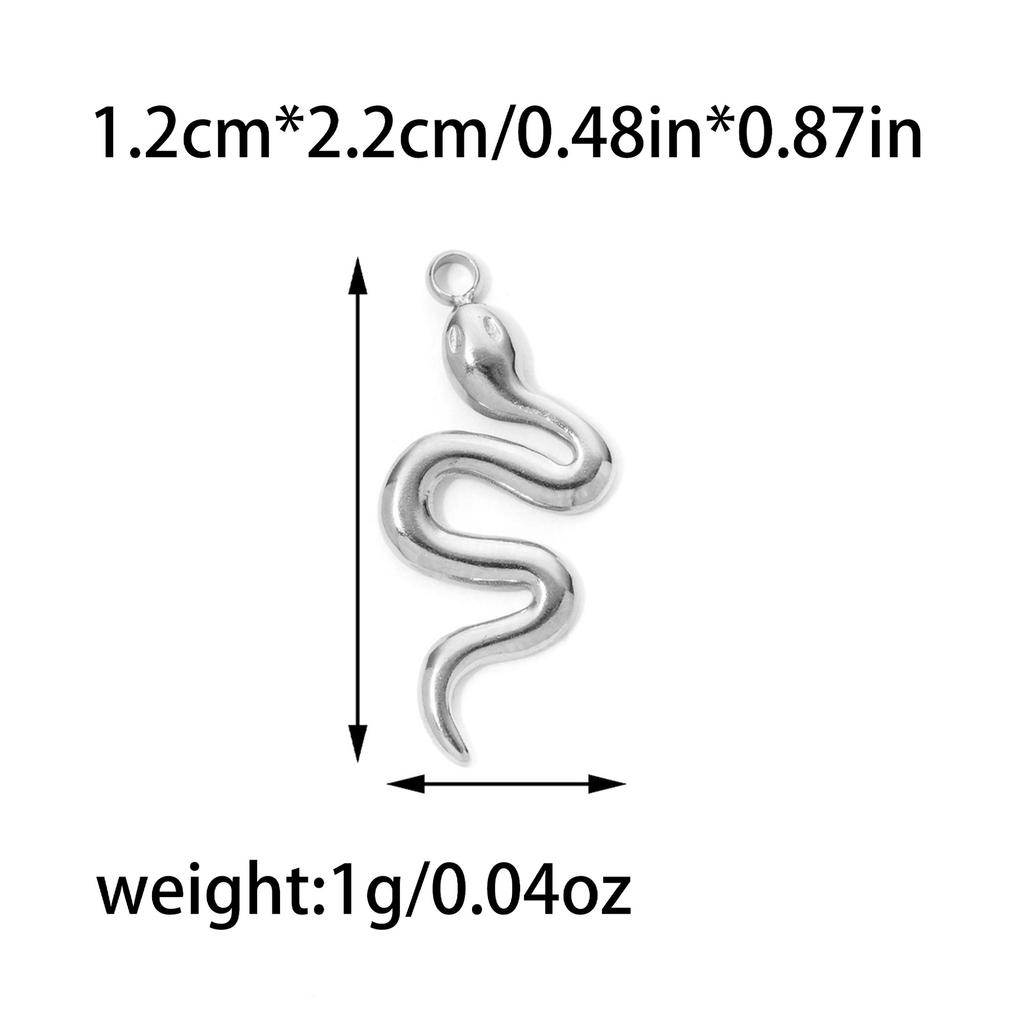 3pcs Stainless Steel Snake Charms DIY Pendant for Necklace Bracelet Earring Zircon Making Punk Animal Accessories Wholesale