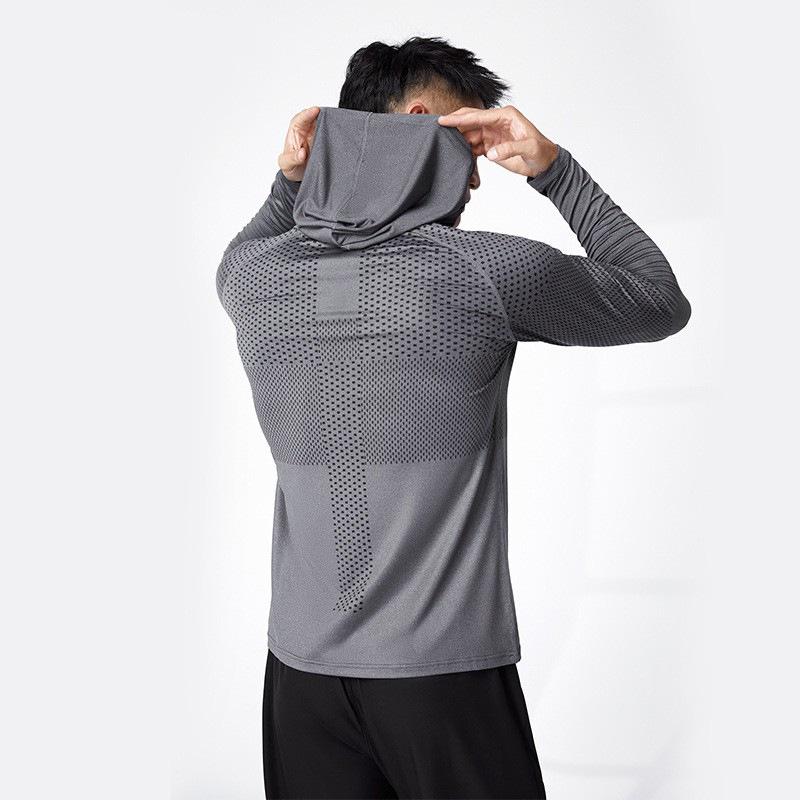 Men's Quick-Dry Hooded Training Suit - Long Sleeve Track & Field Running T-Shirt