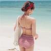 Small plaid bikini small breasts gather sexy and slim swimsuit bikini high waist retro Korean split swimsuit