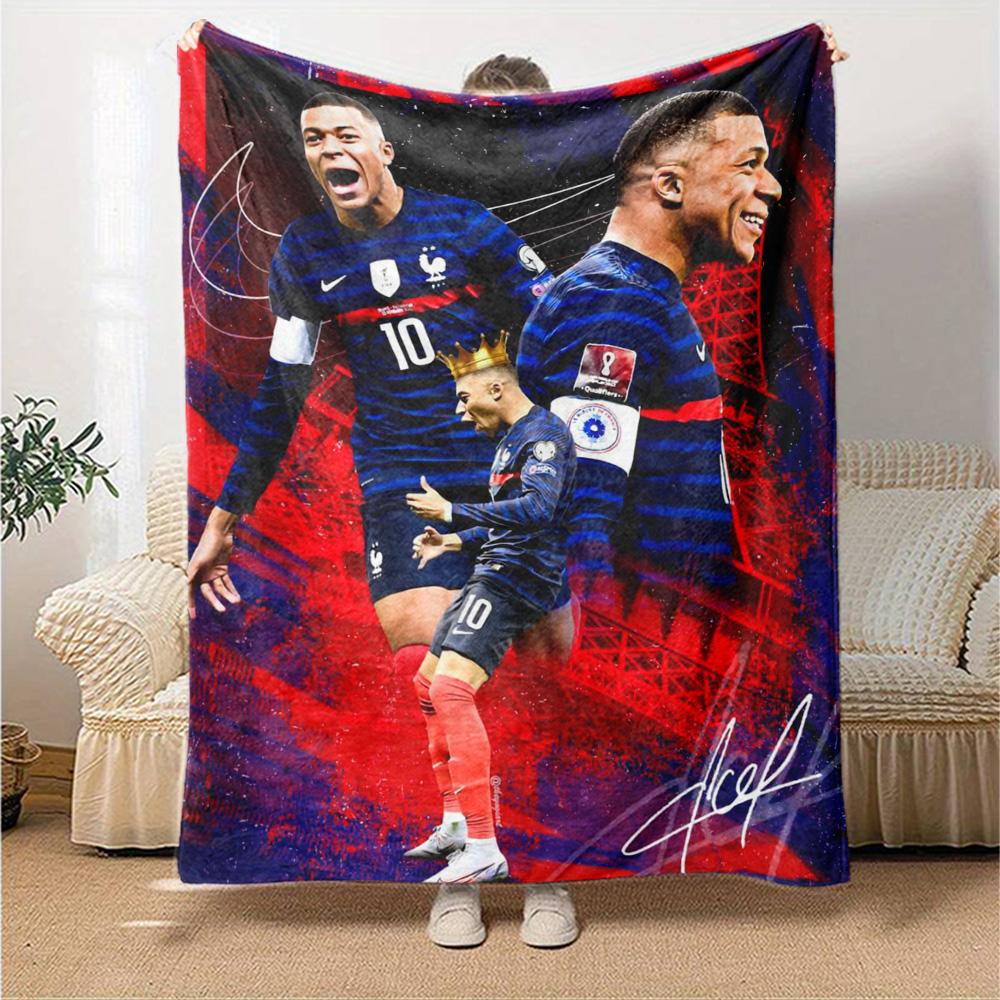 Star Player Kylian Mbappé Blanket Soft Warm Cozy Great for Livingroom Chair Bedding Four Seasons Multipurpose Stylish Decor