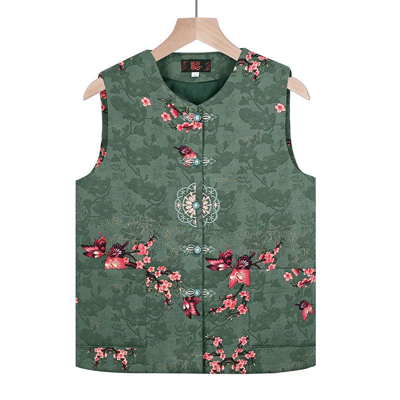 Elderly Women's Sleeveless Cardigan - Plus Size Grandma Vest for Spring/Autumn
