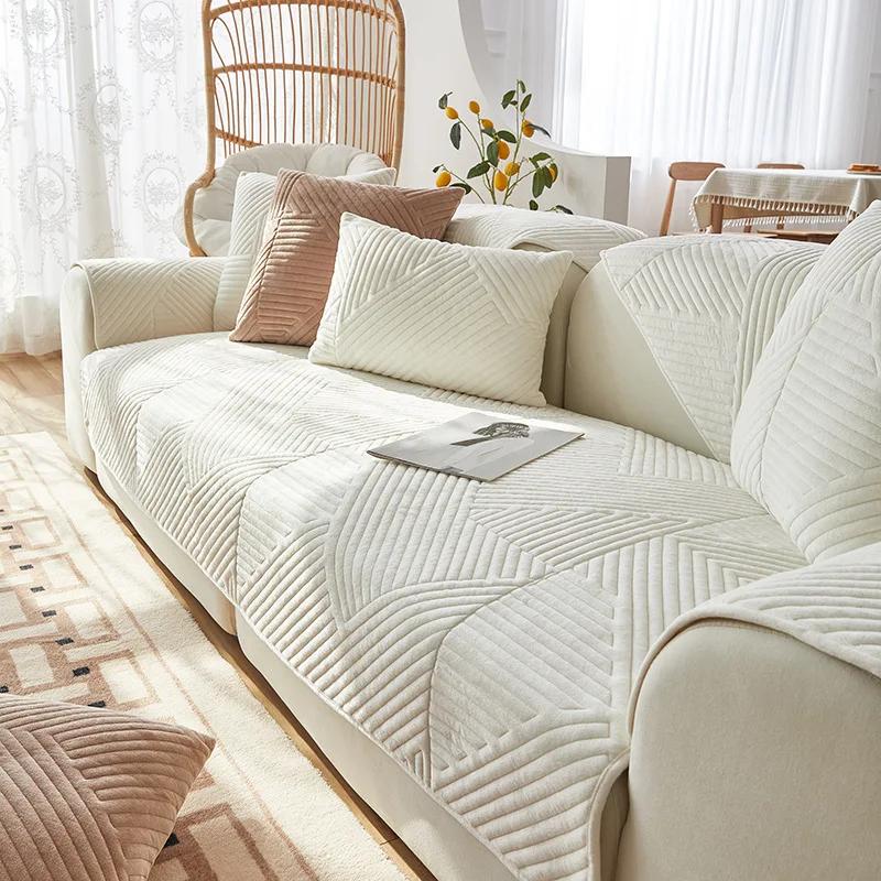 Living Room Sofa Cover Cotton Couch Cover Jacquard Nordic Sofa Cushion Four Seasons Daybed Towel L-shaped Sofa Protective Case