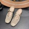 Fashion Baotou Semi-drag Autumn New Square-toe Shallow-mouth Mesh Breathable One-band Non-slip Wear-resistant Block Heel Slippers