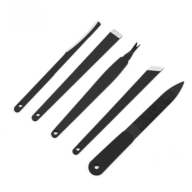 Stainless Steel Manicure & Pedicure Tool Set: Nail File, Dead Skin Fork, Double-Sided Pedicure File, and Clippers