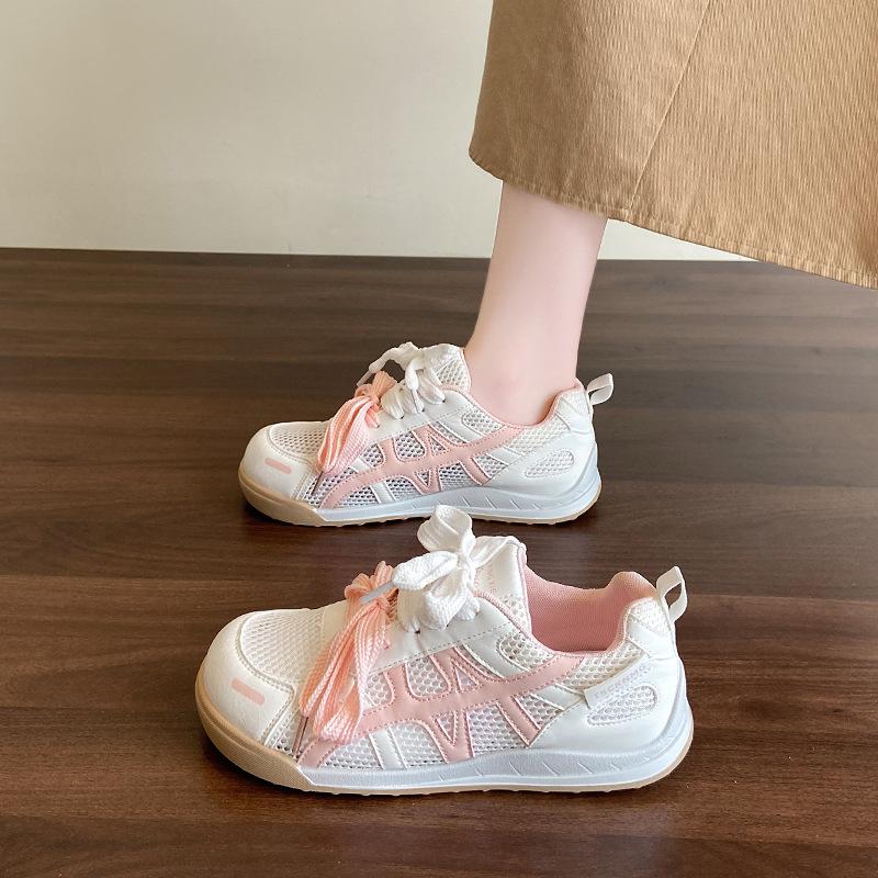 

Mesh German training women s shoes 2025 new spring and summer Korean version color matching round head white shoes lace-up student sports and leisure 35