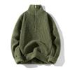Zipper Half Collar Knitted Sweater Men Autumn Winter Trend Solid Color  Warm Pullovers Men's Sports Sweaters Tops