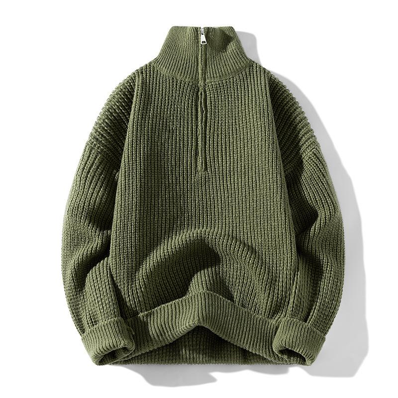 Half Zipper Sweater Men's Solid Color Autumn and Winter New Long-sleeved T-shirt Sweater Men's Sweater Men's and Women's Jacket