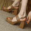 Fashion Women Fashion Buckle Strap Sandals 2025 Comfortable Summer High Heeled Roman Sandal Woman Open Toed Square Heel Thick Heel Shoes