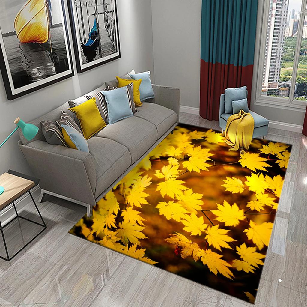 3D Colorful Leaves Carpet for Bathroom Entrance Door Anti-slip Floor Mat Kitchen Rug Mat for Living Room Bedroom Decor Area Mats