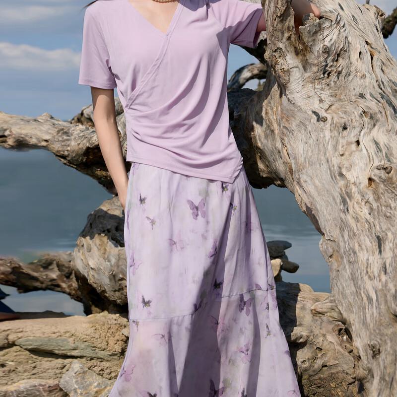 

Sancai Autumn Butterfly Print Chiffon A-Line Skirt 3XL 175/88B