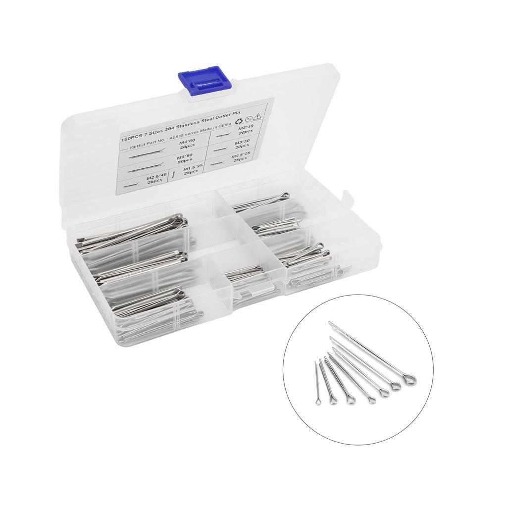 150pcs Cotter Pin Clips Assortment Stainless Steel 7 Specifications Split Pins Universal Car Accessory