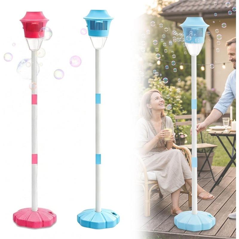 Street Lamp Bubble Tower with Lights, Rechargeable Standing Bubble Maker, Adjustable Height Street Light for Outdoor Garden, Patio, Wedding, Party