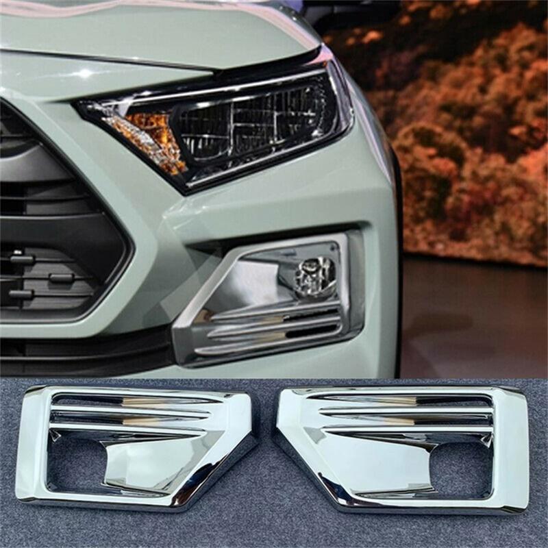 For Toyota RAV4 TRD Adventure     ABS Carbon Fiber Front Foglight Lamp Frame Cover Trims Sticker Car Accessories