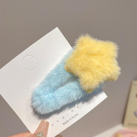 4Pcs Hairpin Plush Star Shape Bang Hair Clamp Kids Warm Autumn Winter Hair Clip Firm Hold No Scratch Hair Accessory