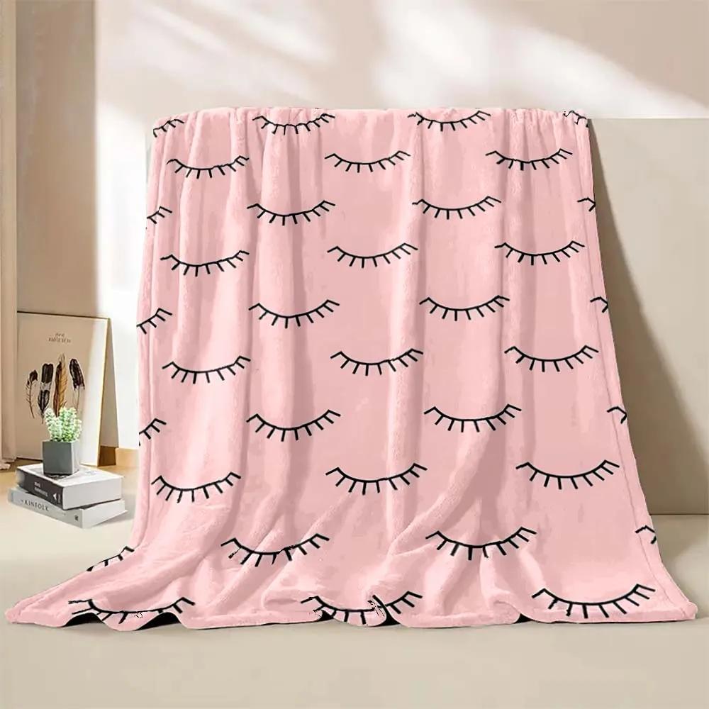 6 Sizes Cartoon Eyelashes Art Printed Believer Blanket Warm Soft and Comfortable Home Travel Blanket Office Sofa Blanket Gift