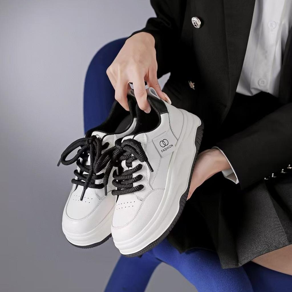 The first layer of cowhide little white shoes women's height-increasing single shoes new low-top casual shoes versatile thick-soled muffin board shoes