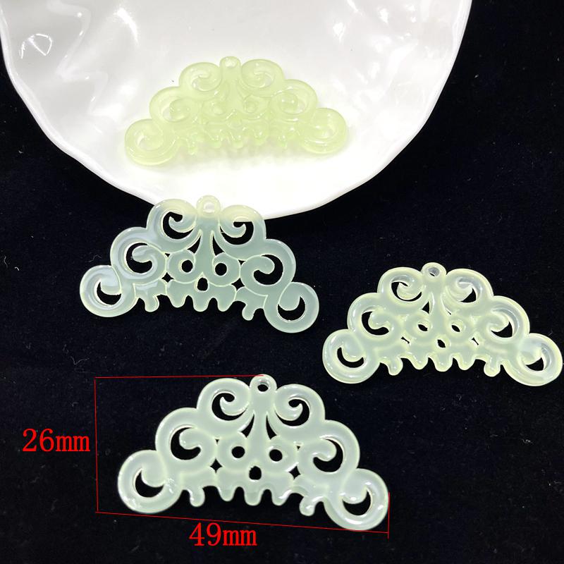Qin Han Style Phoenix Pattern Imitation Jade Pendant - High Quality Hollow Plastic Material for DIY Headdress