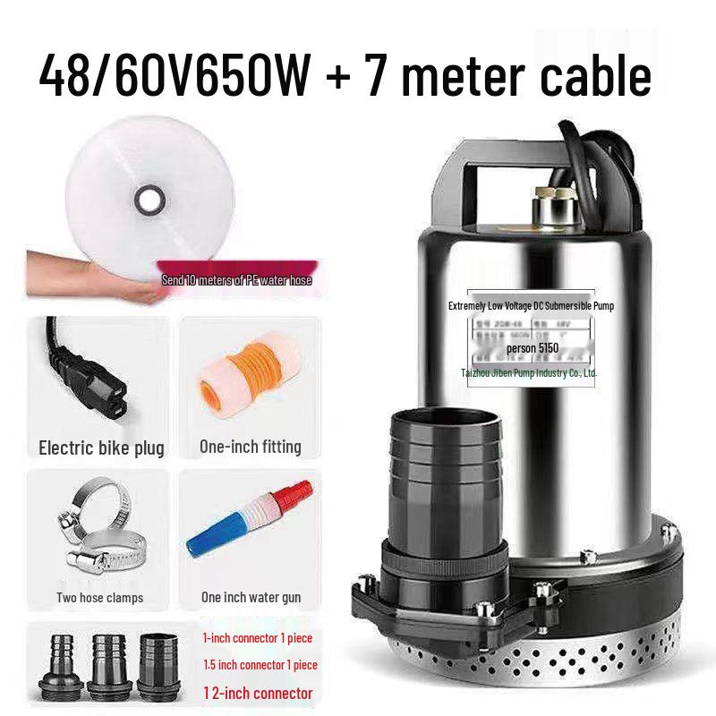 DC Submersible Water Pump for Vegetables and Farming, Compatible with 12V-60V Battery or Electric Vehicle