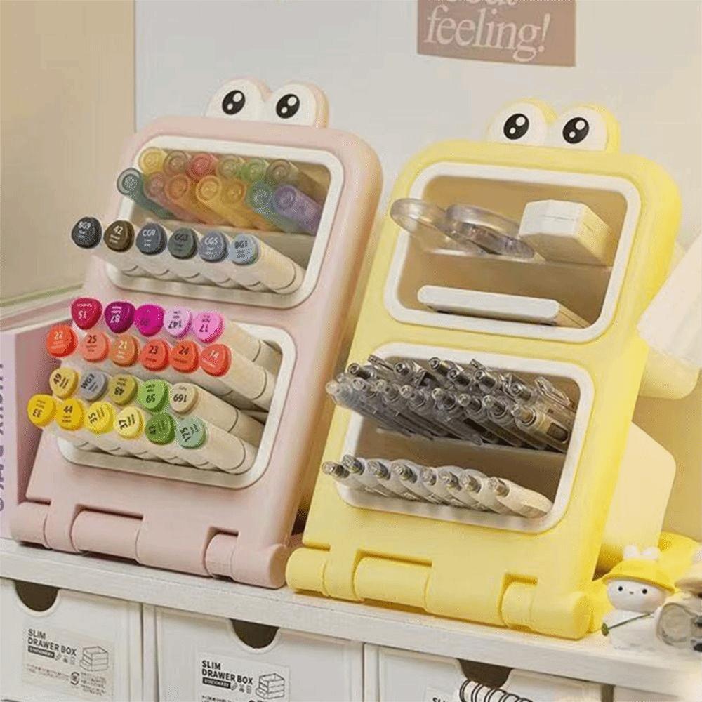 Large Capacity Desktop Slanting Organizer Cartoon Slanted Pen Holder Cosmetics Storage Box  Office
