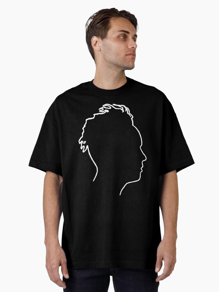 Depeche Mode Martin Gore Profile White Outline Black Background Oversized T-Shirt