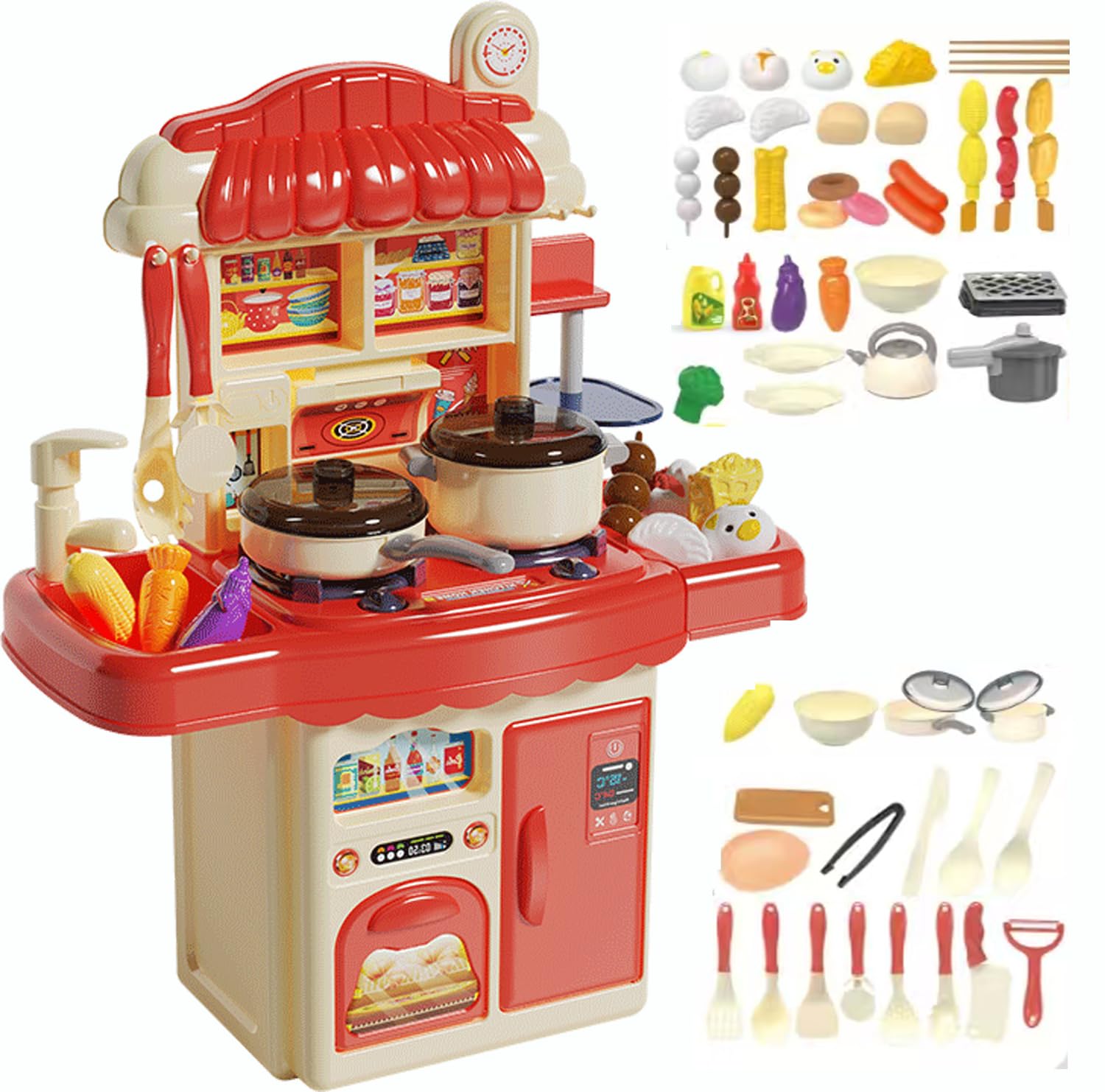 

Pretend Play Kitchen Toy Set with Realistic Cooking Circulating Assembled Pressure and Luxurious Realistic Cutting Pretend Preschool Celebration Gift