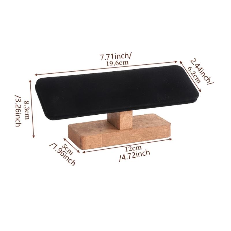 Velvets Display Stand for Watches and Jewelry Wooden Base Bangle Storage Holder Bracelets and Hairbands Organiser