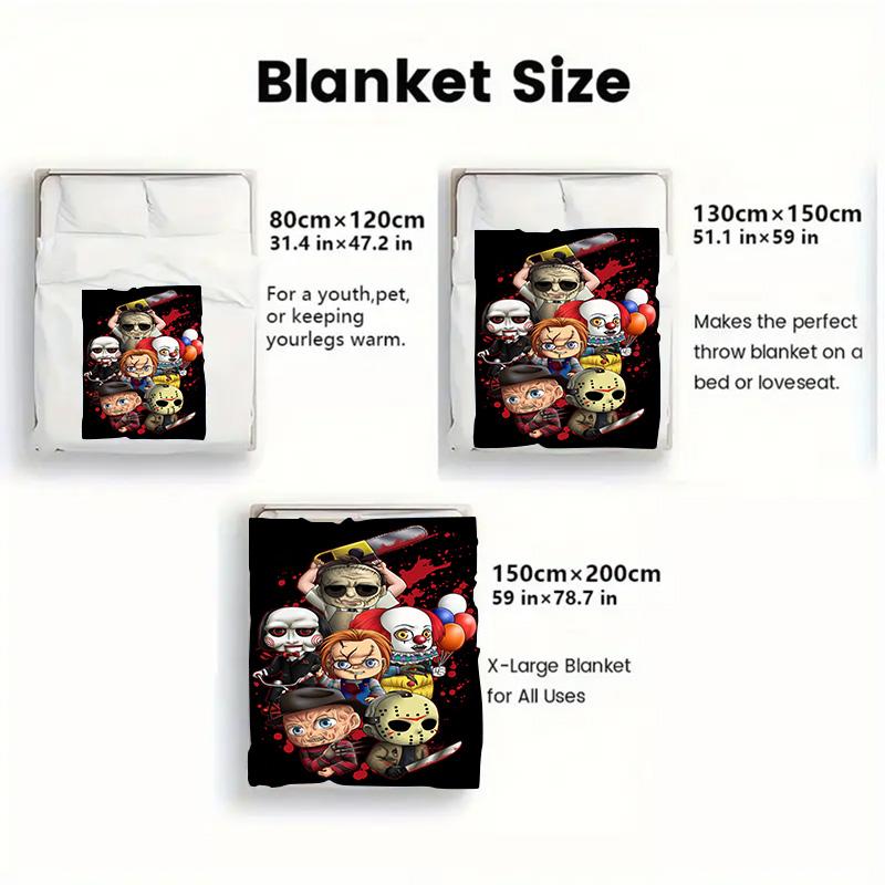 Spooky cartoon character 2D Flat Pattern Flannel Blanket High quality All Seasons Warmth and Comfort Perfect for Christmas Gifts.PMT0914412