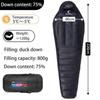 WaterPoof Mummy Duck Down Sleeping Bag Outdoor Camping Lightweight Warm Sleeping Bag Winter Thick Cold Proof Down Sleeping Bags